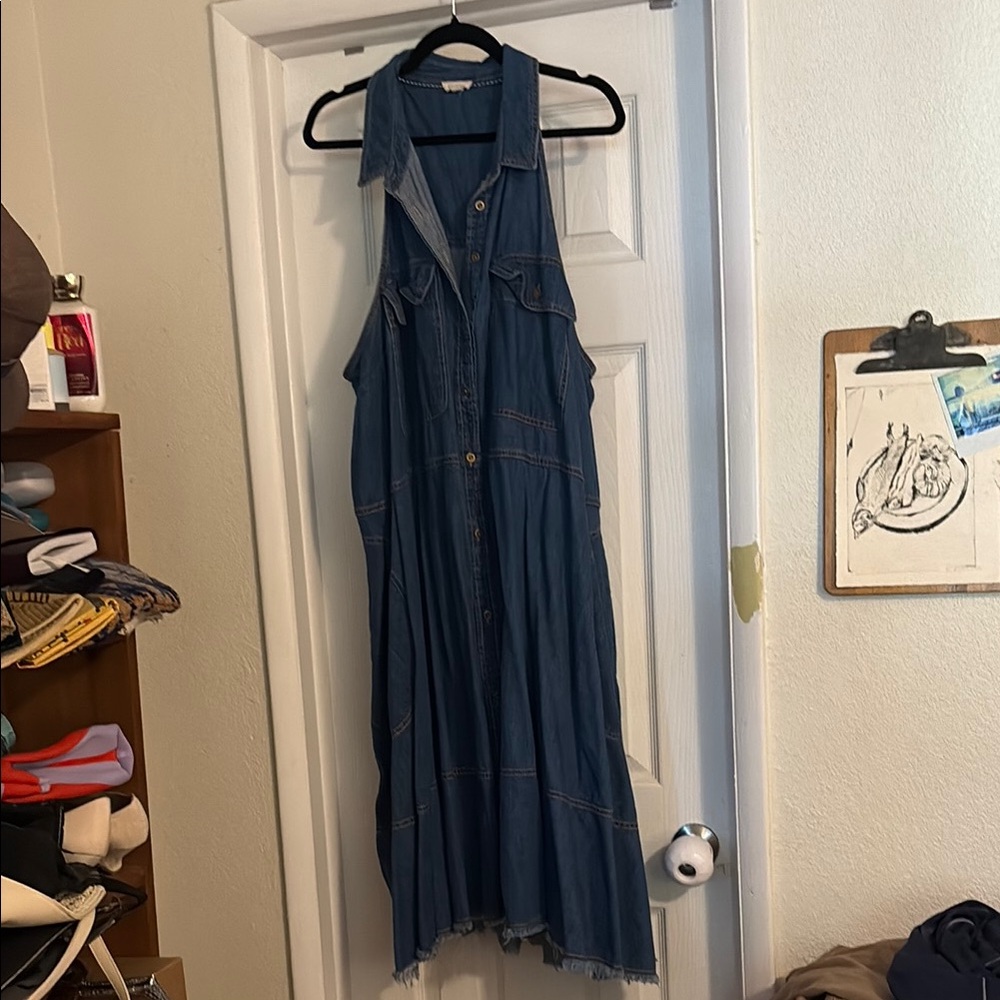 Pilcro Denim Sleeveless Halter Midi Sundress